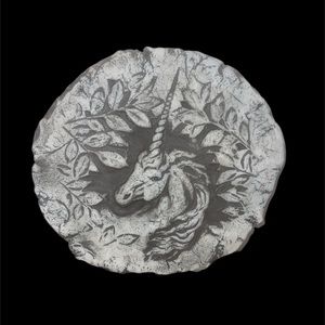 Vintage Shapes of Clay Unicorn Stan Mount St Helen Made of Ash Plaque Wall Art